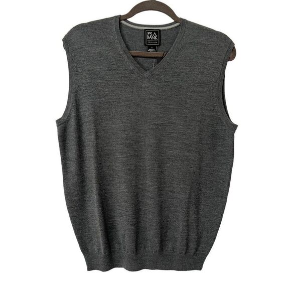 Jos. A. Bank* NWT Men’s Gray Ribbed Knit V-Neck Sleeveless Vest Top Size S - Picture 1 of 6